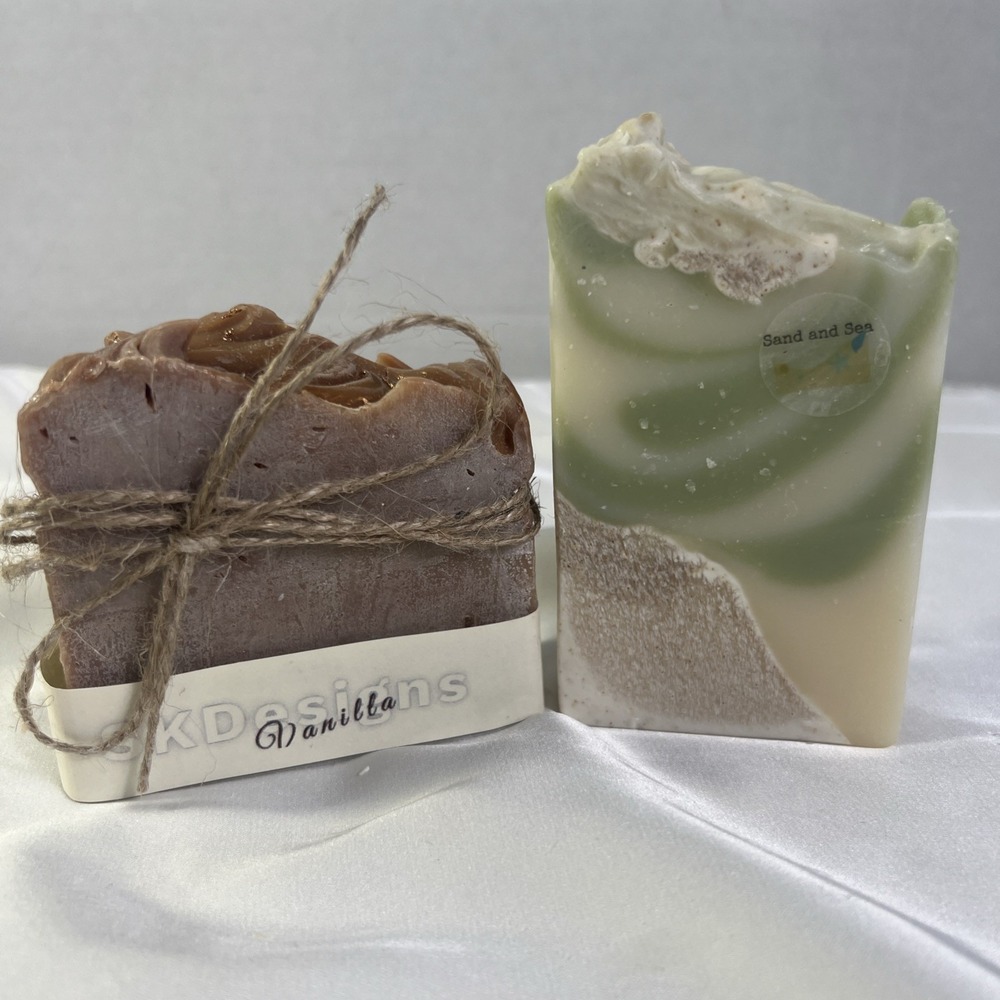 SKDesigns Handcrafted Soap Vanilla & Sand & Sea 2 Pack Shea Butter Coconut Oil‎